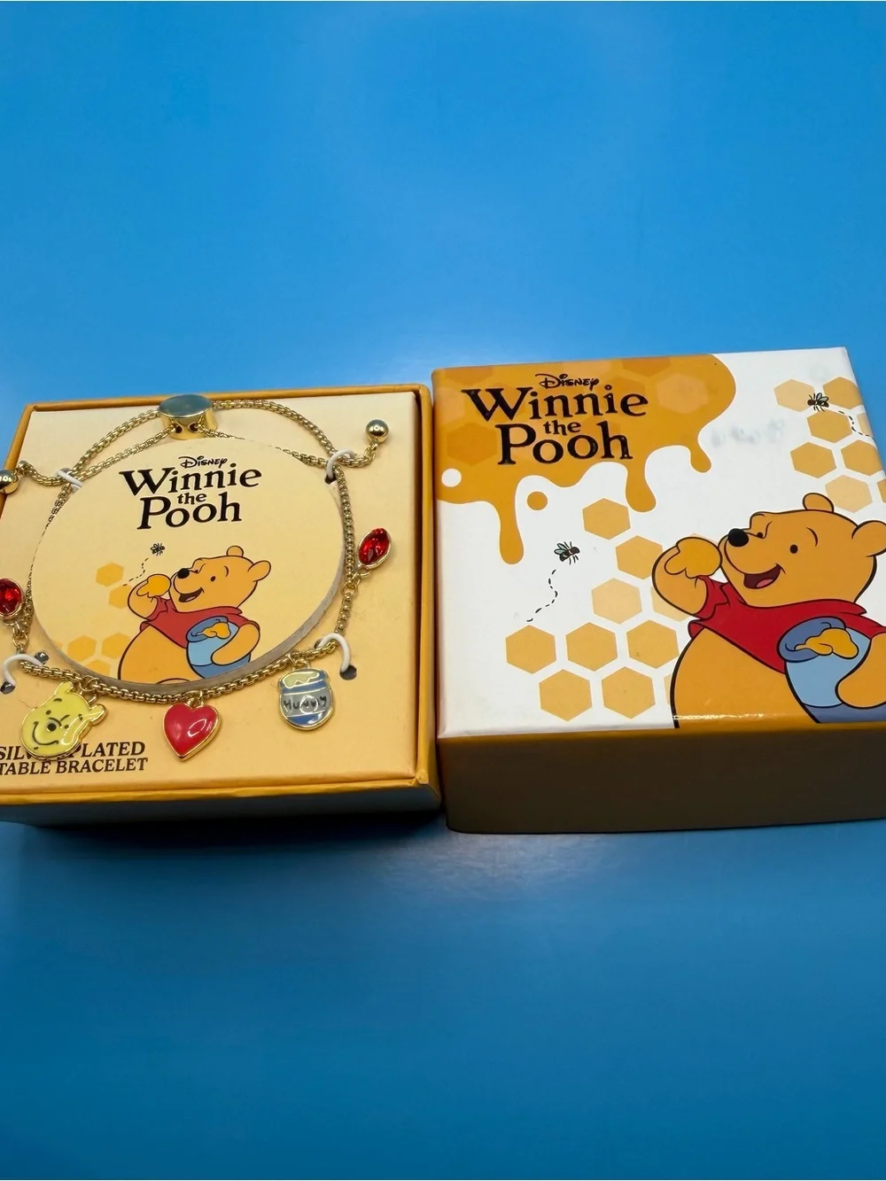 Disney Winnie the Pooh Gold-Plated Kids Charm Bracelet - Yellow & Red